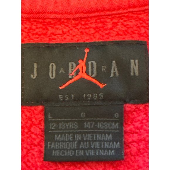 Jordan Air EST 1985 Red and Black Boys Long Sleeve Hoodie Cotton Polyester Blend - Picture 7 of 12